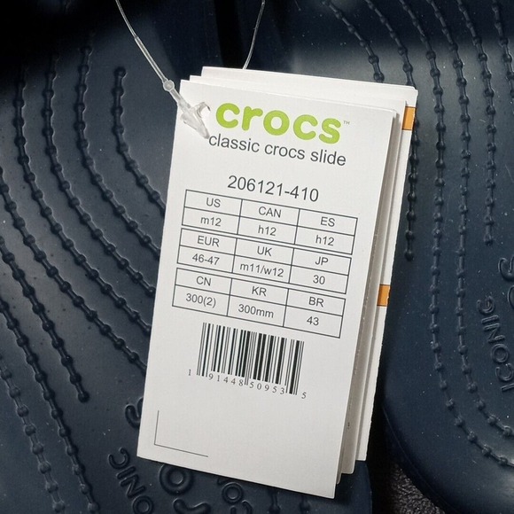 Crocs Classic Slides Sandals Mens Size 12 Blue Iconic Comfort + Jibbitz Charms - Picture 3 of 9